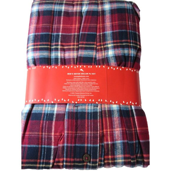 Tommy Bahama Men's Notch Collar 100% Cotton plaid Flannel PJ set Red Blue NWT - Picture 3 of 5